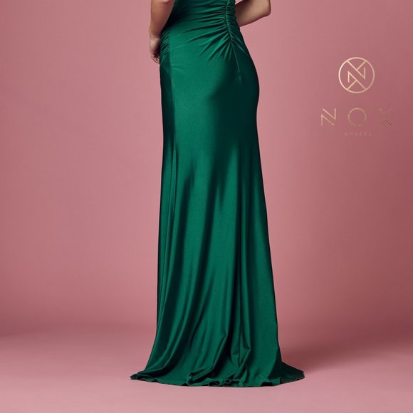 NEW FLOOR LENGTH OFF SHOULDER SHEATH SLEEVELESS DRESS WITH ZIPPER BACK NX E1035 - Picture 8 of 8